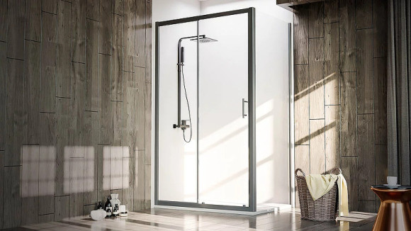 Душевая стенка Veconi Rovigo KP-05B 100 KP05B-100-01-C4 профиль Черный матовый стекло прозрачное