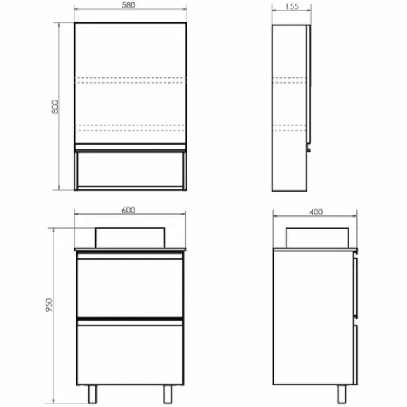 Тумба с раковиной Comforty Эдинбург 60Н 00-00004767 Бетон светлый
