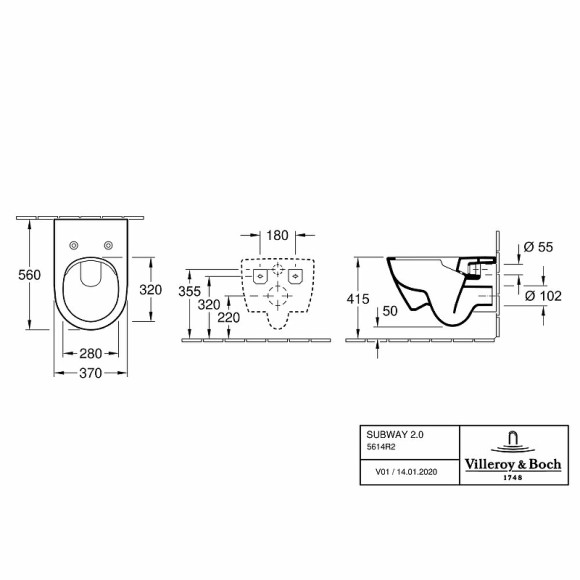Унитаз Villeroy&Boch Subway 2.0 5614R201 подвесной с сиденьем Микролифт Унитаз Villeroy&Boch Subway 2.0 5614R201 подвесной с сиденьем Микролифт