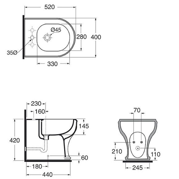Биде Azzurra Charme CHBIT000000MBI/(CHA500 bi)*1 Белое Биде Azzurra Charme CHBIT000000MBI/(CHA500 bi)*1 Белое