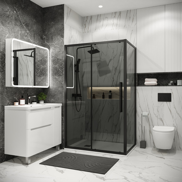 Душевой уголок Grossman Cosmo 100х70 120.K33.02.1070.21.10 профиль Черный матовый стекло тонированное Душевой уголок Grossman Cosmo 100х70 120.K33.02.1070.21.10 профиль Черный матовый стекло тонированное