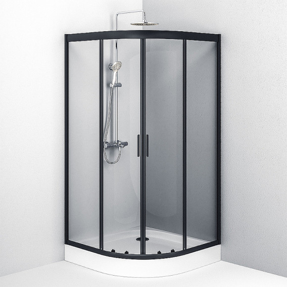 Душевой уголок AM.PM Gem 100х100 W90G-401-100BT профиль Черный матовый стекло прозрачное Душевой уголок AM.PM Gem 100х100 W90G-401-100BT профиль Черный матовый стекло прозрачное