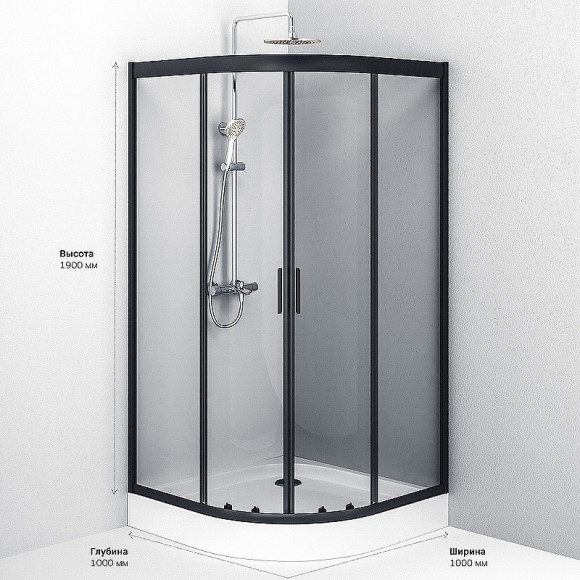 Душевой уголок AM.PM Gem 100х100 W90G-401-100BT профиль Черный матовый стекло прозрачное Душевой уголок AM.PM Gem 100х100 W90G-401-100BT профиль Черный матовый стекло прозрачное