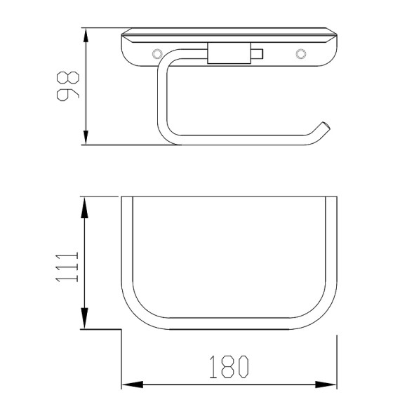 Держатель туалетной бумаги Abber Nord AA1530B с полкой Черный матовый