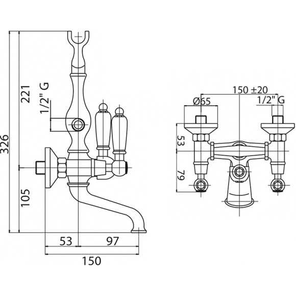 Смеситель для ванны Cezares First FIRST-VD-02-Bi Бронза