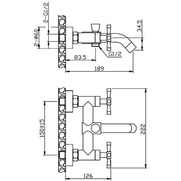 Смеситель для ванны Orange Mia M34-300B Черный
