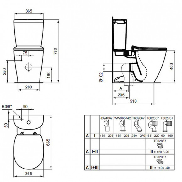 Унитаз компакт Ideal Standard Connect E039701 без бачка и сиденья
