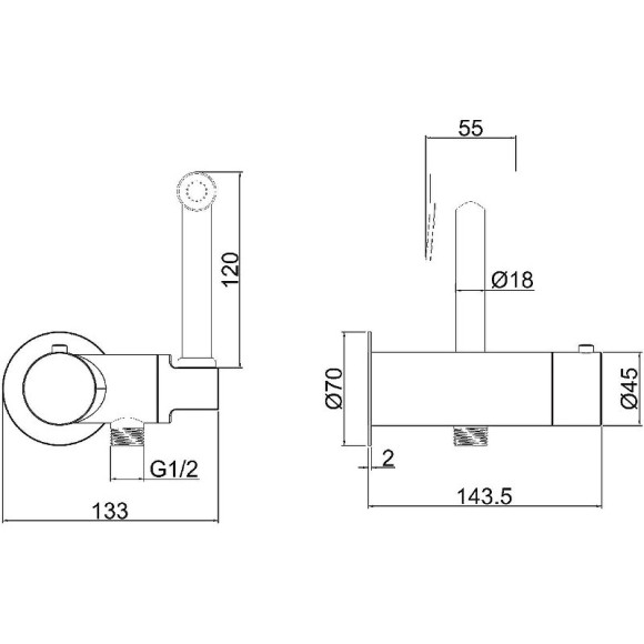 Гигиенический душ со смесителем Allen Brau Thermo rund 5.60001-00 с термостатом Хром Гигиенический душ со смесителем Allen Brau Thermo rund 5.60001-00 с термостатом Хром