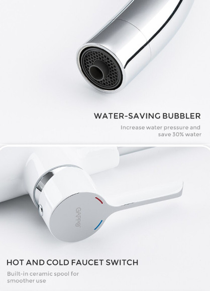 Смеситель для кухни Gappo G03-8 G4303-8 Белый Хром