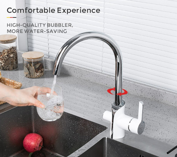 Смеситель для кухни Gappo G03-8 G4303-8 Белый Хром