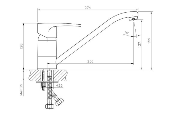 Смеситель для кухни Haiba HB4265 Хром