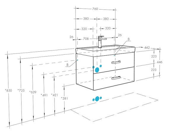 Тумба под раковину Aquaton Америна 76 1A137701AM010 подвесная Белая глянцевая