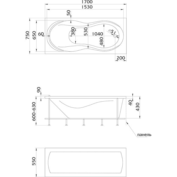 Акриловая ванна Marka One Enna 170х75 01эн1775 без гидромассажа Акриловая ванна Marka One Enna 170х75 01эн1775 без гидромассажа