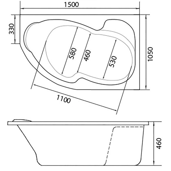 Акриловая ванна Marka One Aura 150x105 L 01ау1510л без гидромассажа