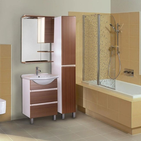 Зеркало со шкафом Onika Элита 60.01 R 206024 с подсветкой Штрокс коричневый Белый Зеркало со шкафом Onika Элита 60.01 R 206024 с подсветкой Штрокс коричневый Белый