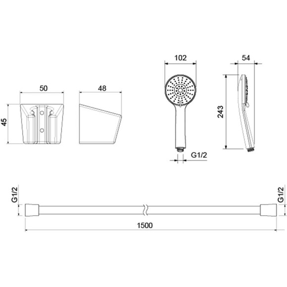 Душевой гарнитур Aquatek Бетта 100 3 jet AQ2032CR Хром