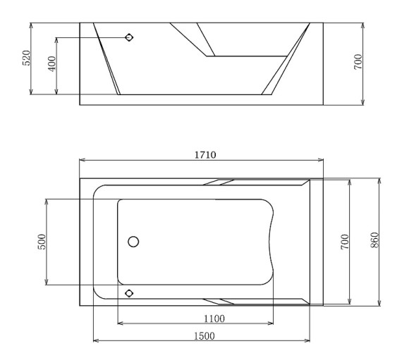 Акриловая ванна Gemy 171x86 G9066 II O L с гидромассажем Акриловая ванна Gemy 171x86 G9066 II O L с гидромассажем