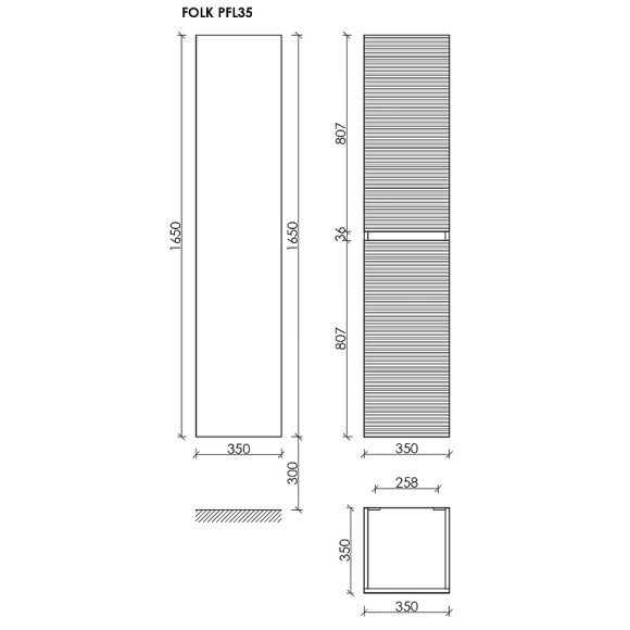 Шкаф пенал Sancos Folk 35 PFL35ES подвесной Ergraut soft