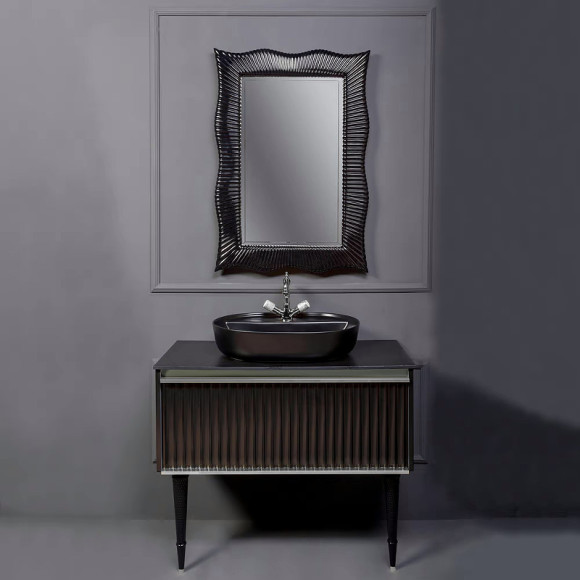 Тумба под раковину Boheme Armadi Art Vallessi Avantgarde Canale 100 843-100-BCR подвесная Черная Хром