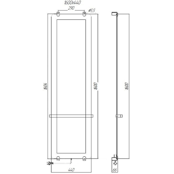 Электрический полотенцесушитель Allen Brau Infinity 44x160 8.21005.GL зеркальный Электрический полотенцесушитель Allen Brau Infinity 44x160 8.21005.GL зеркальный