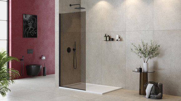 Душевая перегородка Cezares Liberta 90 LIBERTA-L-1-TB-90-BR-NERO профиль Черный матовый стекло бронзовое