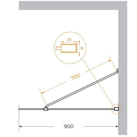 Душевая перегородка Cezares Liberta 90 LIBERTA-L-1-TB-90-BR-NERO профиль Черный матовый стекло бронзовое