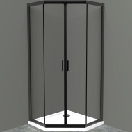 Душевой уголок BelBagno Uno 90х90 UNO-195-P-2-90-C-NERO профиль Черный матовый стекло прозрачное