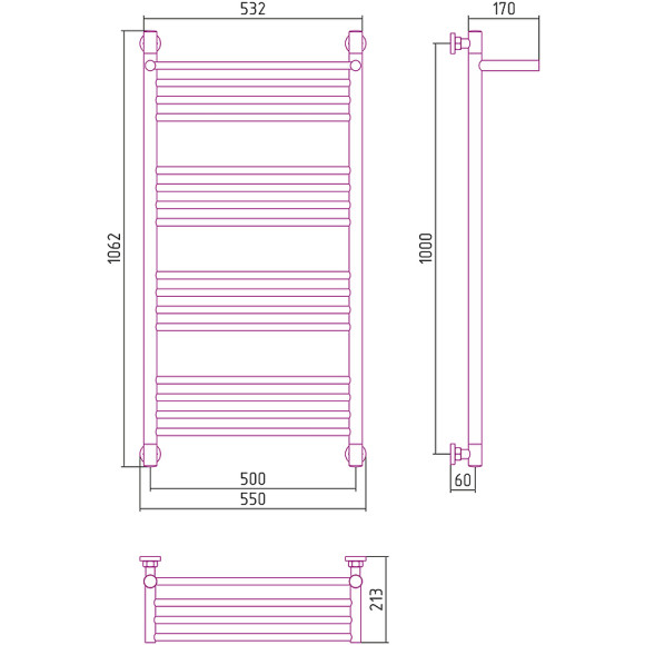 Водяной полотенцесушитель Сунержа Богема+ 1000х500 9005-0223-1050 с полкой Глубокий черный Водяной полотенцесушитель Сунержа Богема+ 1000х500 9005-0223-1050 с полкой Глубокий черный