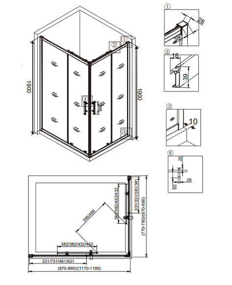 Душевой уголок Veconi Rovigo RV-30 100x90 RV30-10090PR-01-19C3 профиль Хром стекло прозрачное Душевой уголок Veconi Rovigo RV-30 100x90 RV30-10090PR-01-19C3 профиль Хром стекло прозрачное