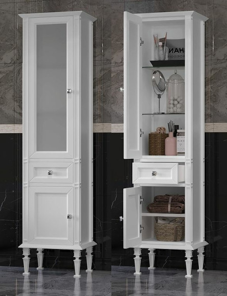 Шкаф пенал Opadiris Кантара 46 L 00-00004353 Белый матовый Шкаф пенал Opadiris Кантара 46 L 00-00004353 Белый матовый