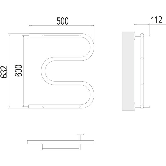 Водяной полотенцесушитель Terminus М-образный с/п (1) 600x500 4620768880391 с полкой Хром, боковое подключение, G 1" НР Водяной полотенцесушитель Terminus М-образный с/п (1) 600x500 4620768880391 с полкой Хром, боковое подключение, G 1" НР