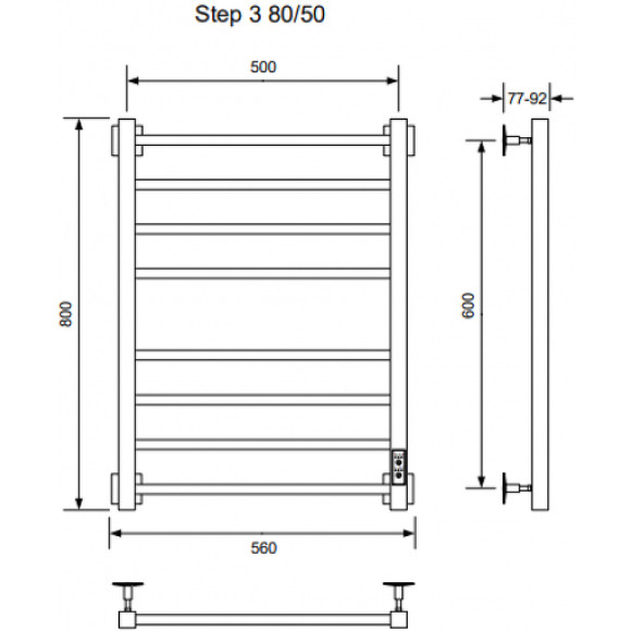 Электрический полотенцесушитель Ника Step-3 80/50 U Хром Электрический полотенцесушитель Ника Step-3 80/50 U Хром