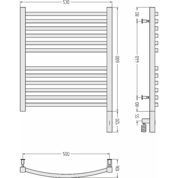 Электрический полотенцесушитель Сунержа Аркус 3.0 600x500 R 00-5705-6050 Хром