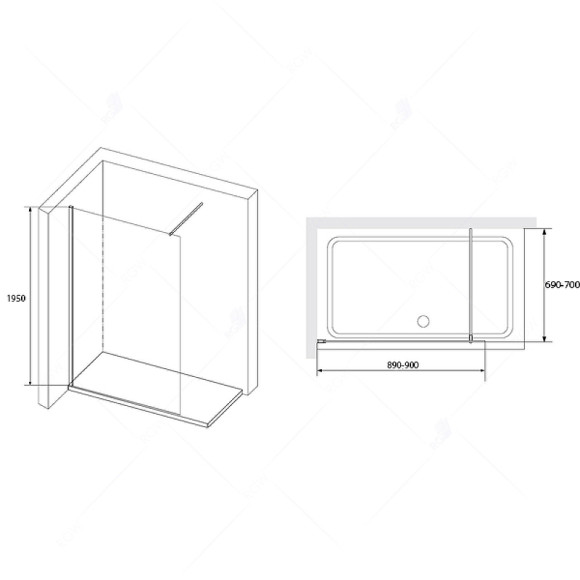 Душевая перегородка RGW Walk In WA-010B 70 351001007-24 профиль Черный стекло матовое