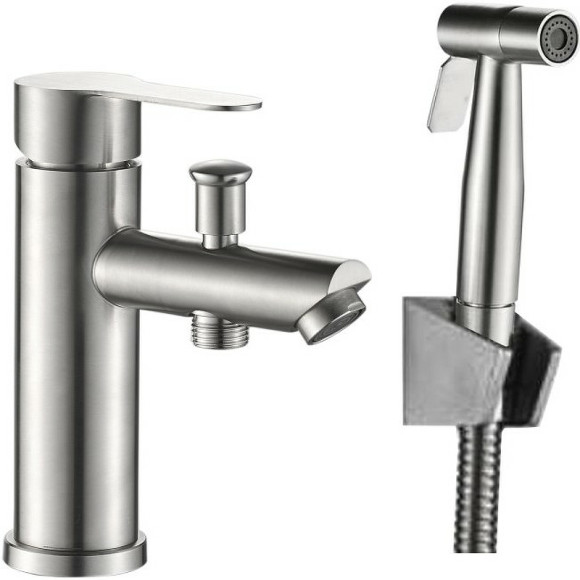 Смеситель для раковины Haiba HB12801 с гигиеническим душем Нержавеющая сталь