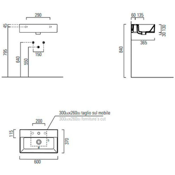 Раковина GSI Kube X 60 9454011 Белая Раковина GSI Kube X 60 9454011 Белая