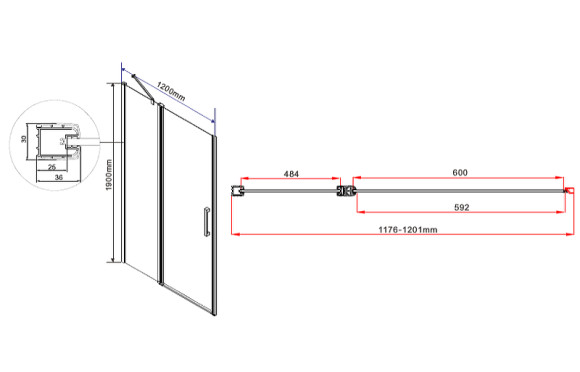 Душевая дверь Vincea Orta 120 VPP-1O120CL профиль Хром стекло прозрачное