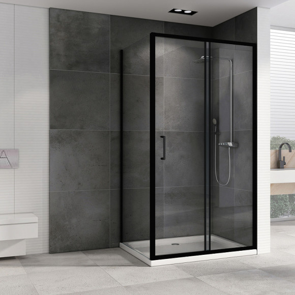 Душевой уголок Abber Schwarzer Diamant 130x60 AG30130B5-S60B5 профиль Черный стекло прозрачное Душевой уголок Abber Schwarzer Diamant 130x60 AG30130B5-S60B5 профиль Черный стекло прозрачное