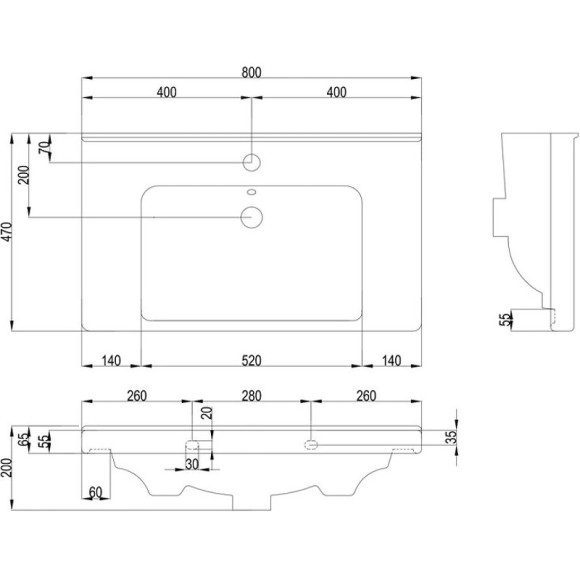 Раковина ASB-Woodline Dreja Гармония 80 29124 Белая