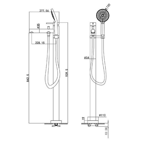 Смеситель для ванны Caprigo Don 53-013-BRG Золото матовое Смеситель для ванны Caprigo Don 53-013-BRG Золото матовое