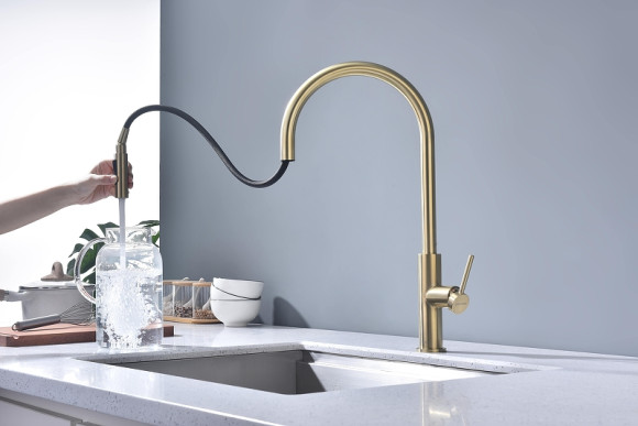 Смеситель для кухни Paulmark Senso Se215180-SBG Светлое брашированное золото