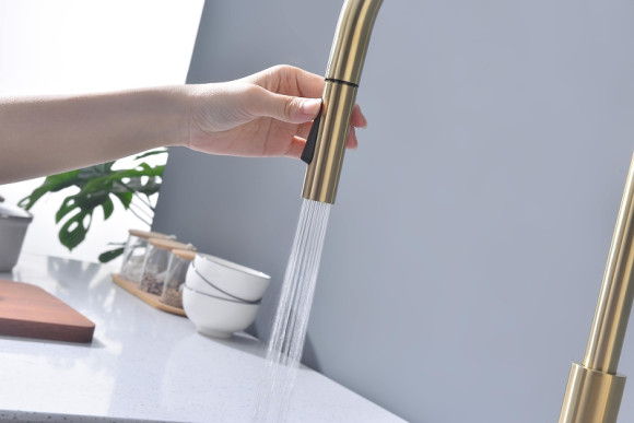 Смеситель для кухни Paulmark Senso Se215180-SBG Светлое брашированное золото