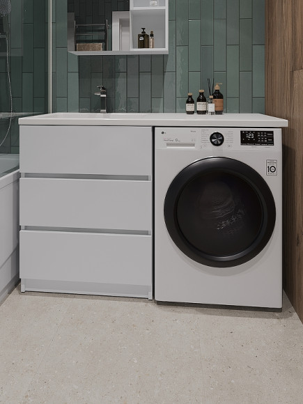 Тумба с раковиной Orange Sistema 130 L ST-70TUW+RAL Белая глянцевая Тумба с раковиной Orange Sistema 130 L ST-70TUW+RAL Белая глянцевая