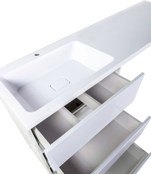 Тумба с раковиной Orange Sistema 130 L ST-70TUW+RAL Белая глянцевая Тумба с раковиной Orange Sistema 130 L ST-70TUW+RAL Белая глянцевая