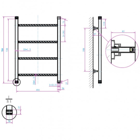 Водяной полотенцесушитель Boheme Provanse 703 Бронза