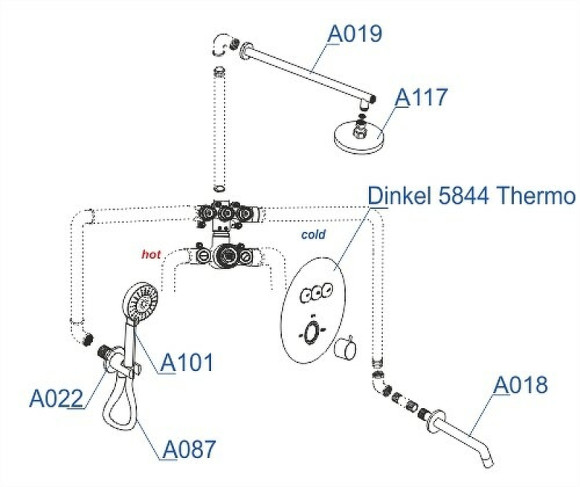 Душевая система WasserKRAFT Dinkel A175817 с термостатом Хром