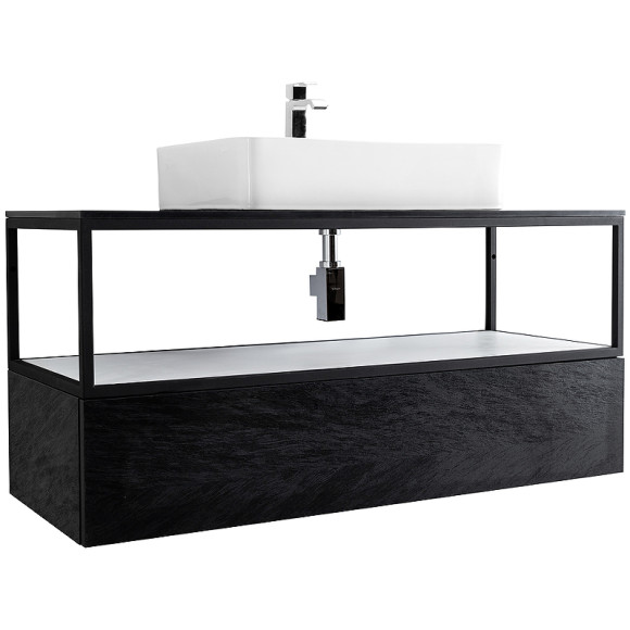 Консоль под раковину Cezares Cadro 120 CADRO-120/46/30-1C-SO-MET-ST Черная матовая