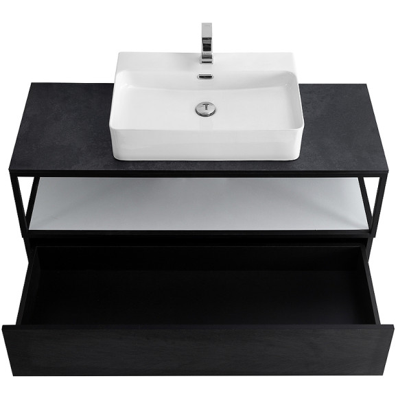 Консоль под раковину Cezares Cadro 120 CADRO-120/46/30-1C-SO-MET-ST Черная матовая