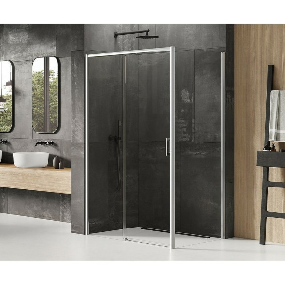 Душевой уголок New Trendy Prime Chrome 110х90 L D-0300A/D-0124B профиль Хром стекло прозрачное Душевой уголок New Trendy Prime Chrome 110х90 L D-0300A/D-0124B профиль Хром стекло прозрачное