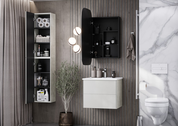 Подвесной шкаф Aquaton Сохо 35 1A258403AJ9A0 Слэйт Галька серая